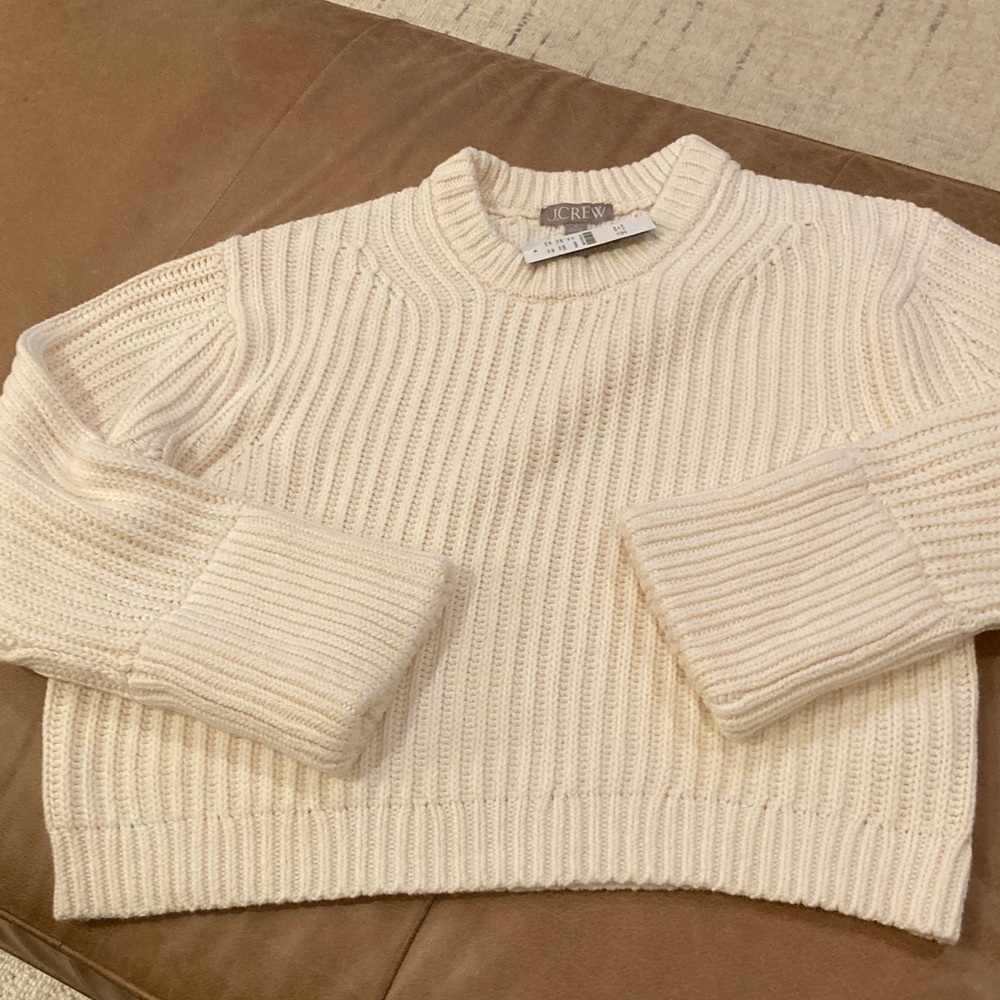 J. Crew Women's Heritage Cotton crew neck Sweater in Cream